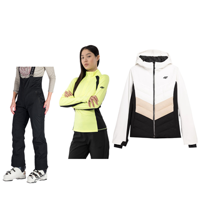 Dámske lyžiarske oblečenie set - nohavice Bessie, termo prádlo + lyžiarska bunda 4F 
